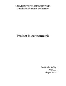 Proiect Econometrie Analiza unei Firme Gioco SRL - Pagina 1