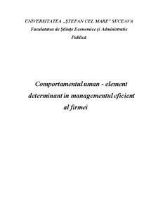 Comportamentul Uman - Element Determinant în Managementul Eficient al Firmei - Pagina 1
