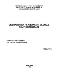 Liberalizarea Financiară și Dilemele Politicii Monetare - Pagina 1