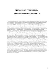 Dezvoltare comunitară - comuna Berezeni, jud Vaslui - Pagina 1