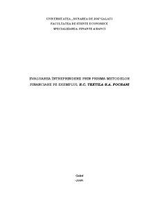 Evaluarea Intreprinderii prin Prisma Metodelor Financiare pe Exemplul SC Textila SA Focsani - Pagina 1