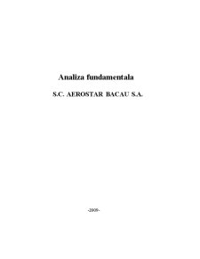 Analiză fundamentală - SC Aerostar Bacău SA - Pagina 1