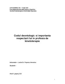 Codul deontologic și importanța respectării lui în profesia de kinetoterapie - Pagina 1