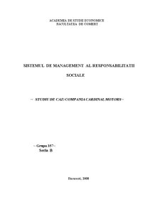 Sistemul de management al responsabilității sociale - studiu de caz - compania Cardinal Motors - Pagina 1