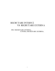 Recrutare Internă vs Recrutare Externa - Pagina 1