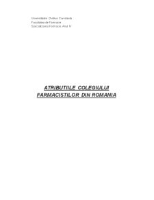 Atribuțiile colegiului farmaciștilor din România - Pagina 1