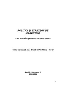 Politici și Strategii de Marketing - Pagina 1