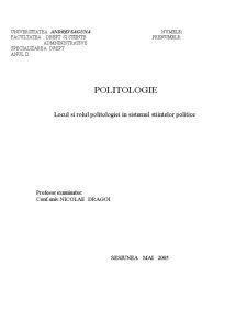 Locul și rolul politologiei în sistemul științelor politice - Pagina 1