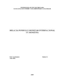 Relația Fondului Monetar Internațional cu România - Pagina 1