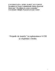 Prețurile de transfer în reglementarea OCDE și a legislației românești - Pagina 1