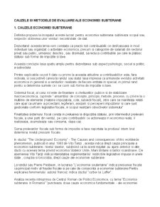 Cauzele și Metodele de Evaluare ale Economiei Subterane - Pagina 1
