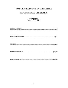 Rolul statului în gândirea economică liberală - Pagina 1