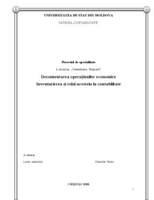 Documentarea Operațiunilor Economice Inventarierea și Rolul Acesteia în Contabilitate - Pagina 1
