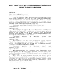 Profil fizico-geografic complex care trece prin Sighetul Marmației - Suceava - Botoșani - Pagina 1