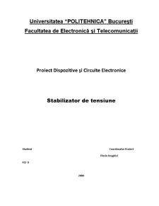 Dispozitive și Circuite Electronice - Stabilizator de Tensiune - Pagina 1