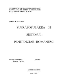 Suprapopularea în sistemul penitenciar românesc - Pagina 1