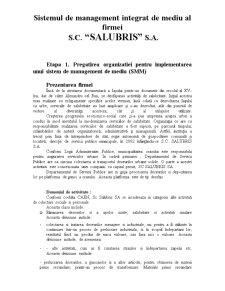 Sistemul de Management Integrat de Mediu al Firmei SC Salubris SA - Pagina 1
