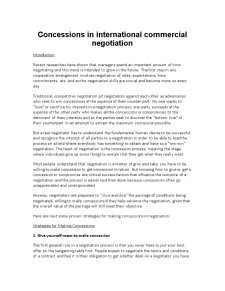 Concessions in international commercial negotiation - Pagina 1