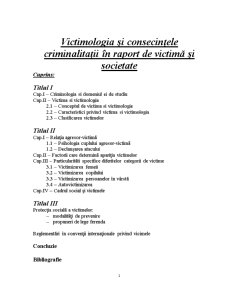 Victimologia și Consecințele Criminalității în Raport de Victimă și Societate - Pagina 2