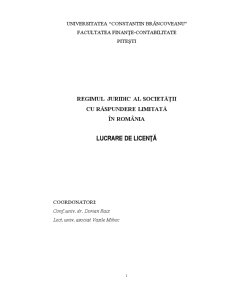 Regimul juridic al societăților cu răspundere limitată în România - Pagina 1