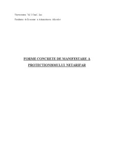 Forme concrete de manifestare a protecționismului netarifar - Pagina 1