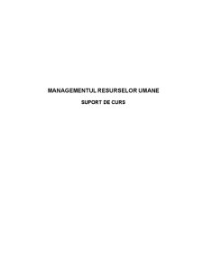 Managementul Resurselor Umane - Suport de Curs - Pagina 1