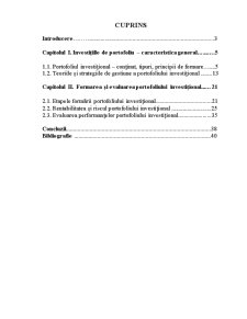 Formarea și Evaluarea Portofoliului Investițional - Pagina 1