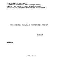 Armonizarea fiscală și cooperarea fiscală - Pagina 1