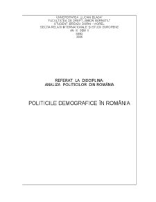 Politicile Demografice în România - Pagina 1