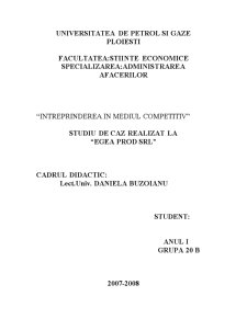 Întreprinderea în mediul competitiv - studiu de caz realizat la Egea Prod SRL - Pagina 1