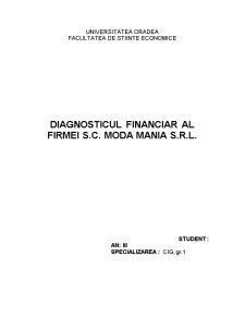 Diagnosticul financiar al firmei SC Moda Mania SRL - Pagina 1