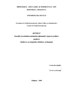 Funcțiile și activitatea misiunilor diplomatice - studiu de caz Republica Moldova și România - Pagina 1