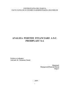 Analiza poziției financiare a SC Prodplast SA - Pagina 1
