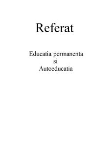 Educația permanentă și autoeducația - Pagina 1