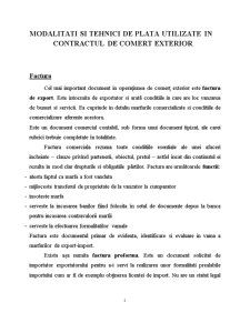 Modalități și tehnici de plată în contractul de comerț exterior - Pagina 1