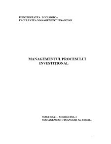 Managementul Procesului Investițional - Pagina 1