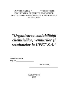 Organizarea contabilității cheltuielilor, veniturilor și rezultatelor la UPET SA - Pagina 2