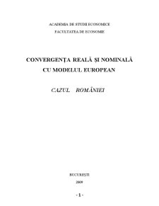 Convergența reală și nominală cu modelul european - cazul României - Pagina 1