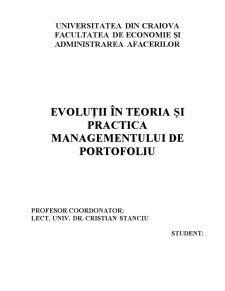 Evoluții în Teoria și Practica Managementului de Portofoliu - Pagina 1
