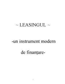 Leasingul - instrument modern de finanțare - Pagina 1