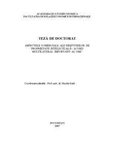 Aspectele comerciale ale drepturilor de proprietate intelectuală - acord multilateral important al OMC - Pagina 1