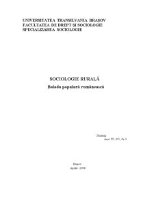 Sociologie rurală - balada populară românească - Pagina 1
