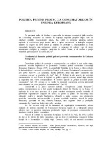 Politica privind Protecția Consumatorilor în Uniunea Europeană - Pagina 1