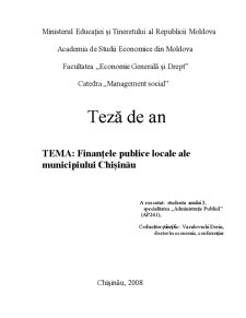 Finanțele Publice Locale ale Municipiului Chișinău - Pagina 1