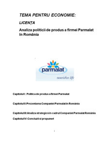 Analiza Politicii de Produs a Firmei Parmalat în România - Pagina 1