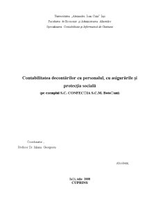 Contabilitatea Decontarilor cu Personalul, cu Asigurarile si Protectia Sociala - Pe Exemplul SC Confectia SCM Botosani - Pagina 1