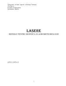 Lasere - referat pentru biofizică și agrometeorologie - Pagina 1