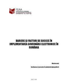 Factori de succes și impedimente în implementarea guvernării electronice în România - Pagina 1