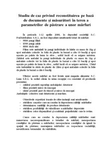 Studiu de Caz privind Reconstituirea pe Bază de Documente și Măsurători în Teren a Parametrilor de Păstrare a unor Mărfuri - Pagina 1