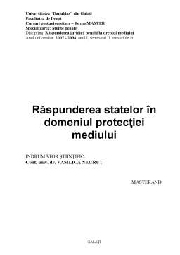 Referat - Răspunderea Statelor în Domeniul Protecției Mediului
